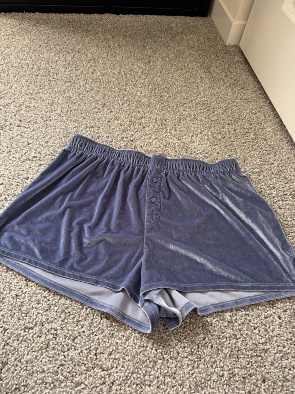 PINK Victoria's Secret Blue Velour Lounge Shorts